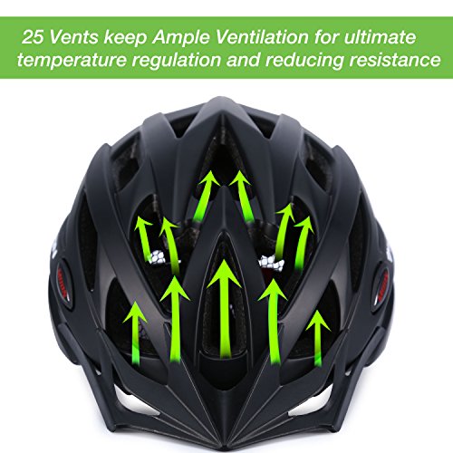 Rightvp Fahrradhelm, Erwachsener Fahrrad-Sturzhelm-Fahrrad-Sturzhelm-Reithelm Road, Mountainbike Helm, schwarze Farbe, M (55-58cm) - 3