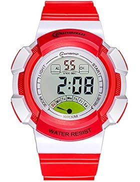 Kind] Elektronische uhren Wasserdicht Leuchtend Studenten sehen Bewegung Digitaluhren Rubber Pin buckle armband-C