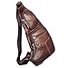 Produktbild Xieben Herren Echtrindleder Leder Rindleder Brusttasche Umhängetasche Rucksack Freizeittasche Reise Wandern Radfahren Schulter Messenger Sling Crossbody chest Tasche Bag Kaffee