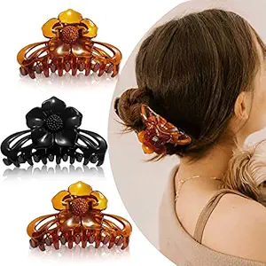Sanas Hair Clips For Women Stylish 3Pcs Hair Accessories For Women Hair Accessories For Girls Medium Size Clutcher For Hair Korean Hair Clips Claw Clips Butterfly Clips Black Brown Combo Of 3