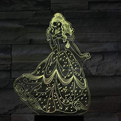 Usb 3D Led Night Light Decorazione Ragazze Bambini Bambini Baby Regalo Cambio colore Visiva Camera da letto Lampada da tavolo Principessa Belle Figure