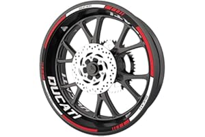 SUPER FABRIQUE Kompletny zestaw naklejek na felgi do motocykla Ducati jakość premium (2 koła) (wielokolorowe)