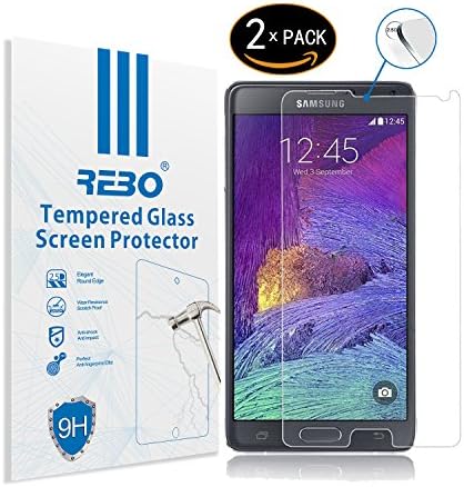 Samsung Galaxy Note 4 Tempered glass screen protector - RE3O® 2 x screen protector tempered glass for Samsung Galaxy Note 4 5,7'' inches, Easy to apply without air bubbles, Elegant round edge 2,5D, Hardness 9H, High transparency