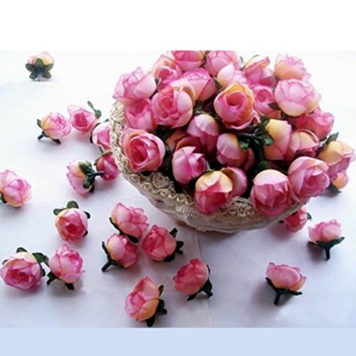 50 Stk. 3cm künstliche Seide Rosen Köpfe Hochzeit Blumendekoration (Rosa) - 5