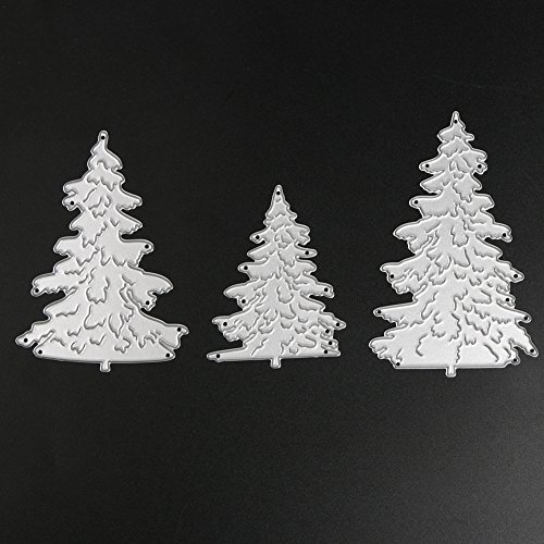 Demiawaking 3Pcs Weihnachtsbaum Schneiden Schablonen DIY Sammelalbum Dekor Papier Karten, Metall Buchzeichen , Metall Lesezeichen als Geschenk fuer Freunde