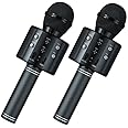 Wowstar Wireless Microphone, Karaoke Bluetooth Microphone for Kids Adults, Portable Toy Karaoke Mic Speaker Machine, Home KTV Player Support Android & iOS Devices for Party Singing (2 Black)