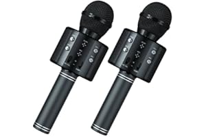 Wowstar Wireless Microphone, Karaoke Bluetooth Microphone for Kids Adults, Portable Toy Karaoke Mic Speaker Machine, Home KTV Player Support Android & iOS Devices for Party Singing (2 Black)