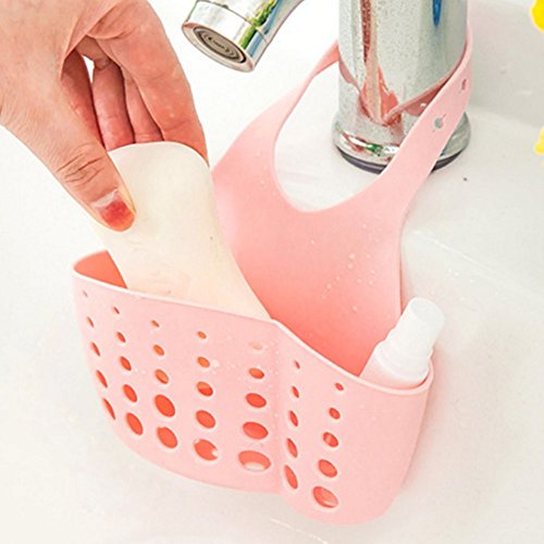 HENGSONG Hängende Aufbewahrungsbox Rack Korb Schwamm Wasche Tuch Toilettenseife Regal Organizer Küche Badezimmer Gadgets Spüle Storage Korb (Rosa) - 7