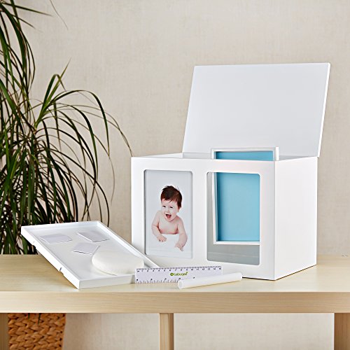 Keepsake box – Holz Aufbewahrungsbox, Erinnerungsbox, Andenken- Box fĂŒr Ihr Baby mit Passepartout (Blau und Pink) und Glasscheiben - 4