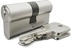 Sempro Profilzylinder 30/30 Türzylinder mit 3 Schlüsseln - Schließzylinder Doppelzylinder Messing Vernickelt (EN 1303:2015)