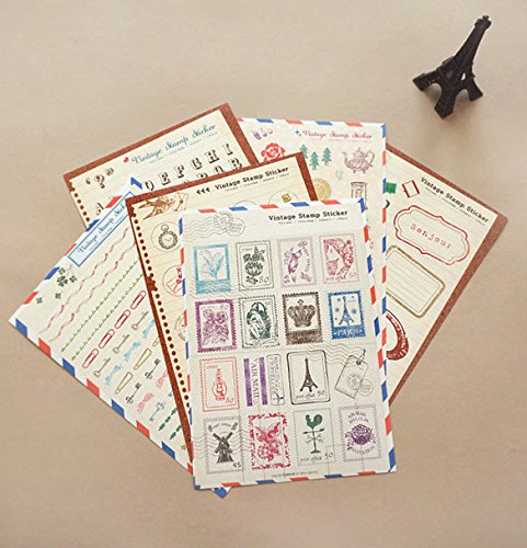 Set von 6 Sheets Craft Dairy Deco Aufkleber Papier Stempel Aufkleber Scrapbook Geschenk - 2