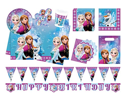Procos 10110970B - Partyset Disney Frozen Northern Lights, Größe XL, 52 teilig