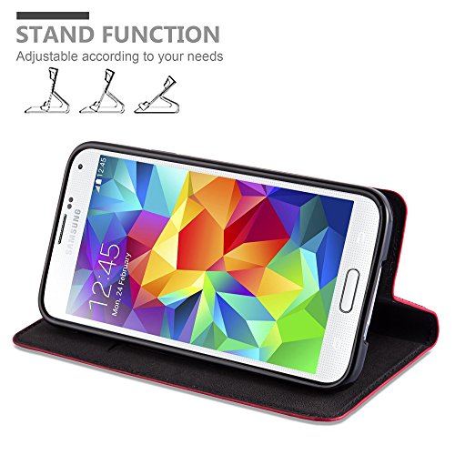 Samsung Galaxy S5 / S5 NEO HÃ¼lle in ROT von Cadorabo - HandyhÃ¼lle mit unsichtbarem Magnetverschluss Standfunktion und Kartenfach Case Cover SchutzhÃ¼lle Etui Tasche Book Klapp Style in APFEL ROT