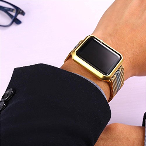 Bandmax Milanaise Uhrenarmband Ersatzarmband mit Magnetverschluss 18K Vergoldet Edelstahl Wrist Armband für 42MM Apple Watch (Gold) - 5