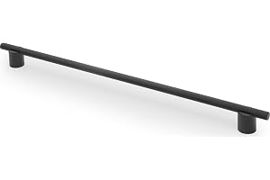 GTV Möbelhandtag LINE – 370 mm aluminiumstång handtag, matt svart köksskåp, 320 mm hjulbas, räfflad, modernt