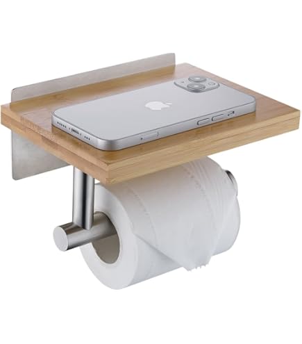 Ogoods Praktische Toiletrolhouder – RVS Toiletrolhouder Staand Rolhouder Zonder Boren Toiletrolstandaard Zwart