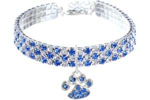 RayMinsino Pet Collar with Diamonds, Adjustable Crystal Diamond, Elastic Heart Claw Pendant, Wedding Cat and Dog, Small Pet Necklace Jewellery