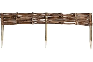 MC.SAMMLER Weide Beeteinfassung 16 Größen ( Höhe: 10 cm Länge: 100 cm ) Weidenzaun Rasenkante aus Weidengeflecht - Garten Beetbegrenzung für Blumen und Gemüse - Steckzaun mit Buchepflöcken für Weg-Abgrenzung