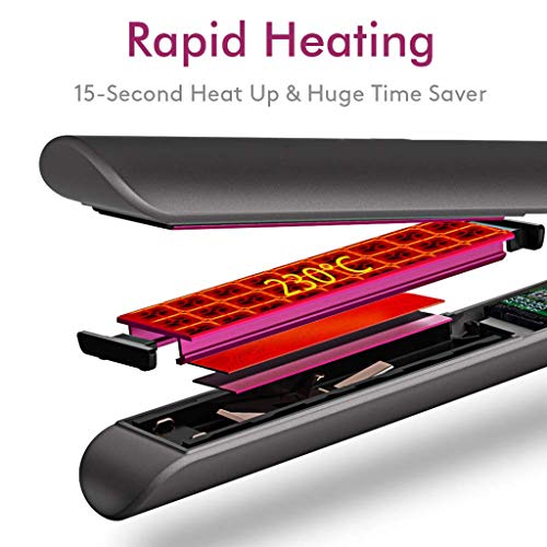 Hair Straighteners  Flat Iron For Hair Styling 2 In 1 Ceramic Plate Curling Iron With Rotating Adjustable Temperature And Salon High Heat 120-230     - Grey