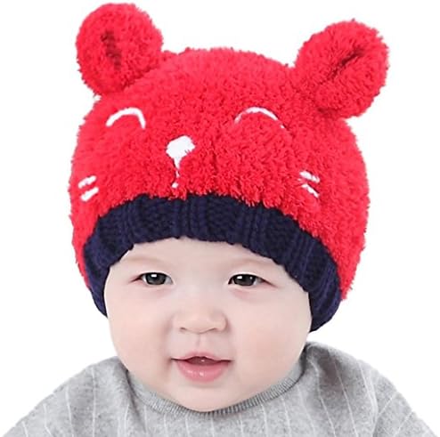 FALAIDUO Lovely Toddler Kids Boy Girl Bear Soft Hat for 1-3 Years-Old (Red)