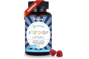 VITAVEA BIEN-ETRE - Gummies P'tit Dodo - Triple action : Sommeil, Détente, Relaxation - Sans mélatonine et sans accoutumance - Spécial Enfants à partir de 3 ans - 30 Gummies sommeil - Goût Framboise
