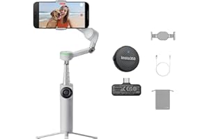Insta360 Flow 2 Pro Mic-Bundle Grau – Faltbarer KI-Gimbal mit 3-Achsen-Stabilisierung, Tracking in 200+ Apps via Apple DockKit, Mic Air, Multi- & 360°-Tracking, Stativ & Selfie-Stick integriert