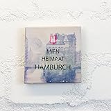 Hamburg auf Holz - MIEN HEIMAAT HAMBURCH 1 Wasserschloss - 10x10 cm - Holzbild, Wandbild, Landhausstil, Shabby Chic, Vintage, Bilder, Motive, Hamburg, Geschenkidee, Souvenir, Deko