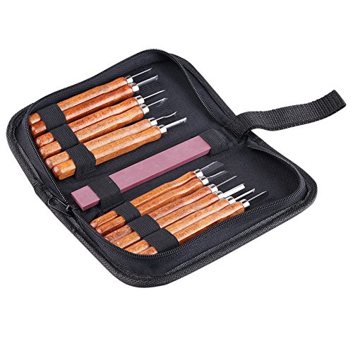K.MAX handgefertigt Holzschnitzwerkzeug Holz Craft stechbeiteln Tranchiermesser, handgefertigt für Skulptur Diy Griff Wax Carving Keramik - 12 Pieces