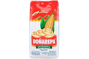 DONAREPA Doña Arepa - Harina de Maíz Blanca Extrafina - 1 kg - Alto Contenido en Fibra y Fito Nutrientes - Propiedades Antioxidantes - Harina Ideal para Preparar Pan, Arepas o Empanada