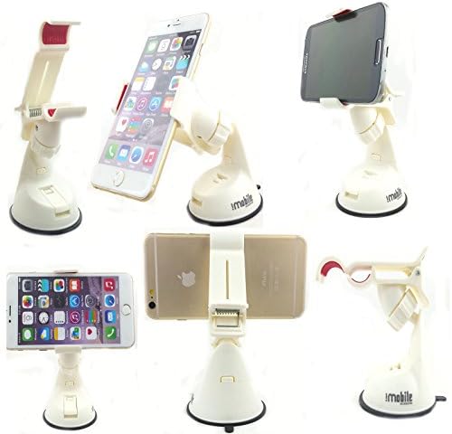 Genuine IMobile 360 Degree adjustable Windscreen/Windsheild/DashBoard One Hand Car Cradle Phone Holder Mount For Iphone 6,Iphone Plus,Iphone 5S,5c,5,4S,4G,Samsung Galaxy S5,S4,S3,S2 Sony Xperia Z2,Z1,L2,L1,HTC One M9,One M8,One M7,One Mini 2 WHITE