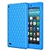 Produktbild MoKo Hülle für All-New Amazon Fire 7 Tablet (7 Zoll - 7. Generation, 2017 Modell) - [Honey Comb Series] Leichte Rutschfeste Stoßfeste Silikon Schutzhülle Protector Case, Blau