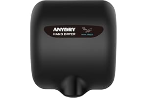 anydry 2800B Commercial Hand Dryer For Toilets,Heavy Duty Stainless Steel Electric Hand Dryers,With Banner.(Matte Black)