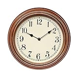 XJYA 12 Zoll Runden Wanduhr Quarz ohne Tickgeräusche Küchenuhr Quartz Lautlos Wanduhr Schleichende ohne Ticken,Gold