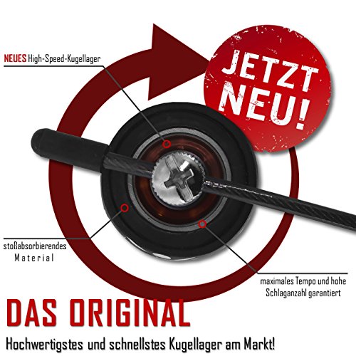 Springseil Speed Rope von BeMaxx Fitness + Trainingsguide & Ersatzseil – 2 verstellbare High Speed Stahlseile, Profi Kugellager & Anti-Rutsch Griffe – Sport, Crossfit, Boxen, Training für Erwachsene - 4
