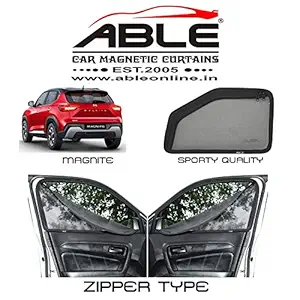 Able Sporty Car Magnetic Sun Shade Curtains with Zipper for Nissan MAGNITE Set of 4