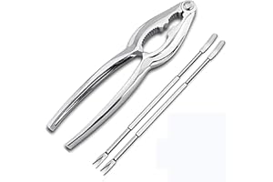 CETORNIE Outil Pince de Crabe,3 Pièces Outils de Fruits de Mer,Métal Casse Noix Pince Noix,Avec Outil de Griffe de Crabe Et 2 Fourchettes Crabe