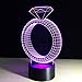 Produktbild DUHUI Nachtlicht für Kinder Diamant-Ring 3D Illusion LED Nachtlicht, mit 7 Farben Blinkender Touch-Schalter USB Powered Acryl Schlafzimmer für Kinder Geschenke Dekoration