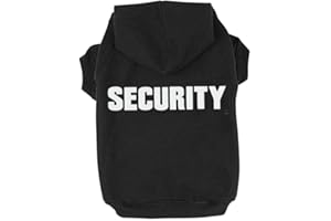 BINGPET Security Dog Hoodies Puppy Sweatershirts Cold Weather Dog Coats Pet Hooded Clothes for Dog Cat Black