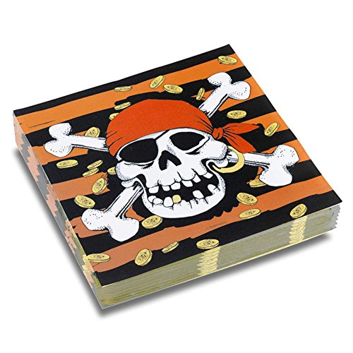 Preisvergleich Produktbild 20er Set Servietten Kinderservietten Jolly Roger Totenkopf Partyserviette - 33 cm