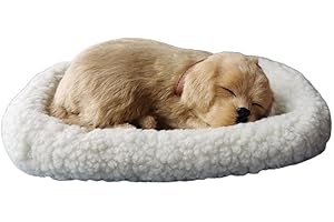 Bagima Schlafendes Katzenspielzeug, Atmende Katze, Stofftierpuppe mit Matte, Plüschtiere für Kinder, Heimdekoration, Weiche Matte, Bett und Simulierter Klang (6)