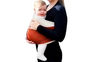 Baby Tragetuch Neugeborene, TGKYK Weich Tragetuch Baby, Babytragetuch Ohne Knoten, Babytragetuch Neugeborene ab Geburt für Babys & Neugeborene ab Geburt 3-16 kg (Orange+Beige, L)
