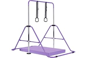 LN COZY CORNER Gymnastics Bar with Mat, Adjustable Kids Gymnastics Equipment for Home, Training Kip Bar with Non-Slip Base, 5 Height Levels 31.5-51.2", Gym Bars for Children, Easy Assembly Design