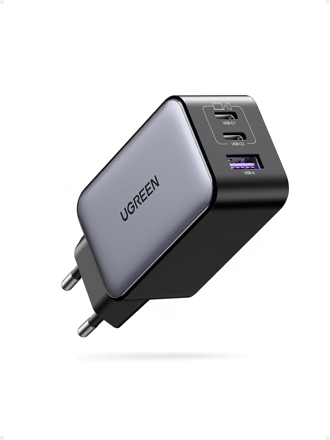 UGREEN Nexode 65 W USB C snellader 3 poorten met GaN Tech compatibel met iPhone 15 Plus Pro Max 14 13 Pro 12 Pro Galaxy S23 Ultra Plus S22 MacBook Pro MacBook Air M1 M2 iPad Pro Air (zwart) | Compatible avec iPhone 17 Pro Max Air 16 15 14 13 12 Galaxy S26 S25 S24 Pixel 10 9 8 iPad MacBook Air Pro Neo M5 M4 M3 M2 M1