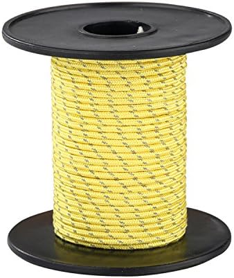 Upline UHMWPE-Polyester 2.5mm(3/32")x30M(100')Camping Tent Reflective Guyline Rope-Yellow Color
