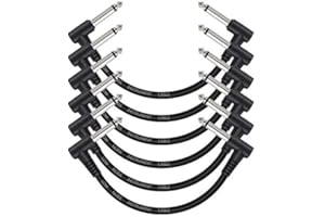 MIMIDI Guitar Effect Pedal Cables 6 Inch -1/4 Instrument Cables for Effect Pedals Right Angle Patch Cable Right Angle Pedal Cable Kit (6 Pack Black)