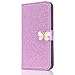 Produktbild Huawei P20 Lite Hülle, CXTcase Handyhülle Leder Tasche Flip Case Magnet Schutzhülle mit Schmetterling Glitter Sparkle Motiv Hülle für Huawei P20 Lite Lila