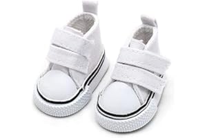 Aeromdale Puppenschuhe aus Segeltuch, einfarbig, 5 cm, Puppenschuhe mit Klebeband, für 20 cm Puppe, Mädchen, Spielzeug, Geschenk, Weiß, 1 Paar