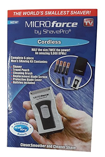Microforce Cordless Wet and Dry Shaver with Grooming Kit and Travel Pouch