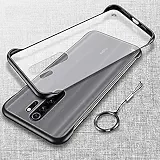 CELLUTION Matte Transparent Hybrid Frosted Frameless Design Rugged Armor Ultra Thin Bumper Case Cover with Ring Buckle for Xiaomi Mi Redmi Note 8 Pro - Matte Transparent Black