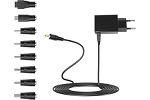 Leloco 6V 1A Netzteil Power Adapter, Steckernetzteil AC 100-240V zu DC 6V 1000mA, 8 DC Stecker für LED Strip, CCTV Kamera, Router, Externe Festplatte (Compatible with 12V Accessories)